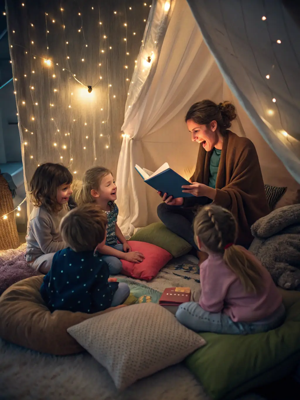 A heartwarming image of children listening to an Irish storyteller at FEST'IRLANDE, emphasizing the importance of cultural transmission.